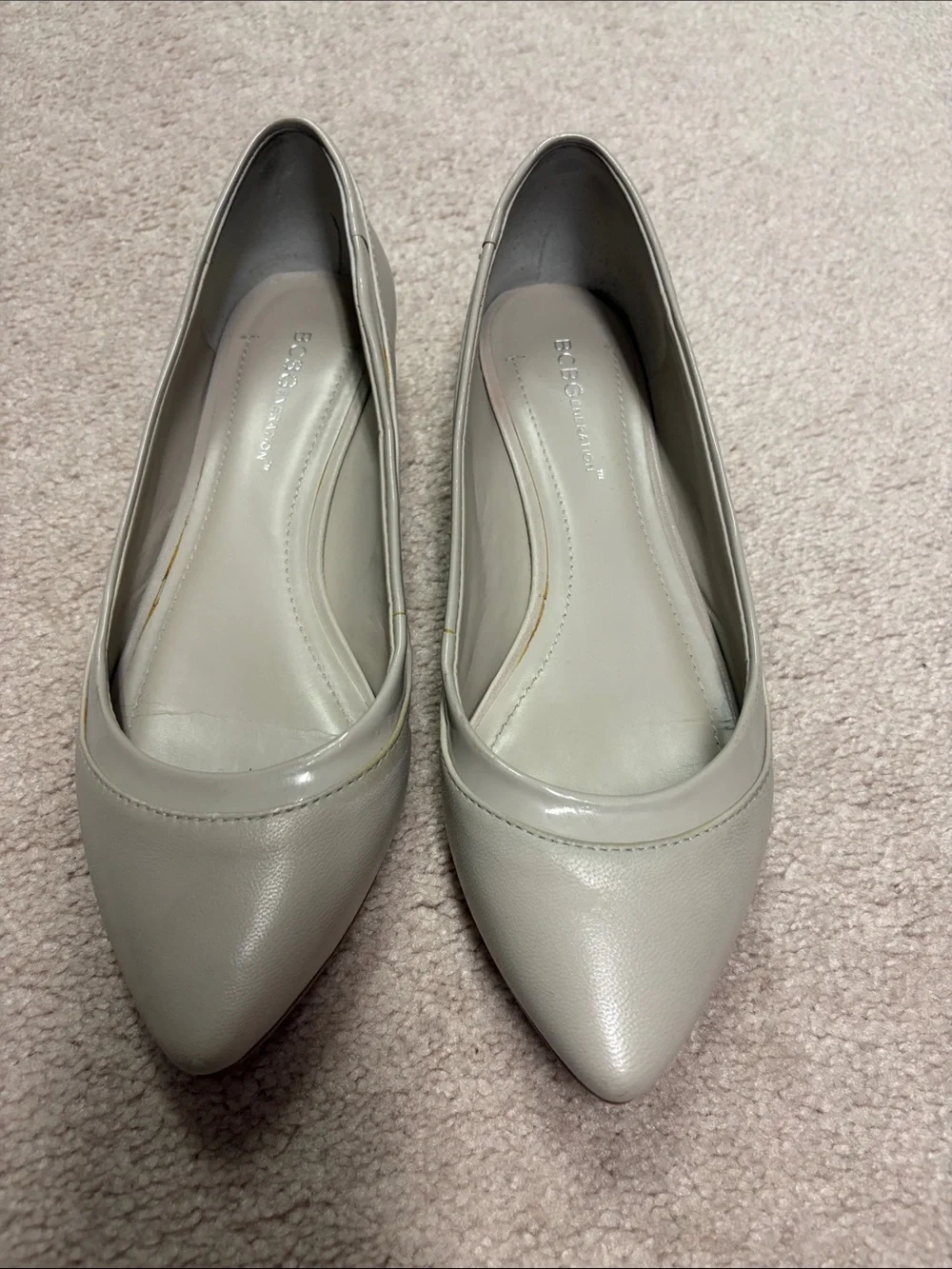 BCBGeneration Pointed Toe Flats in Light Cream